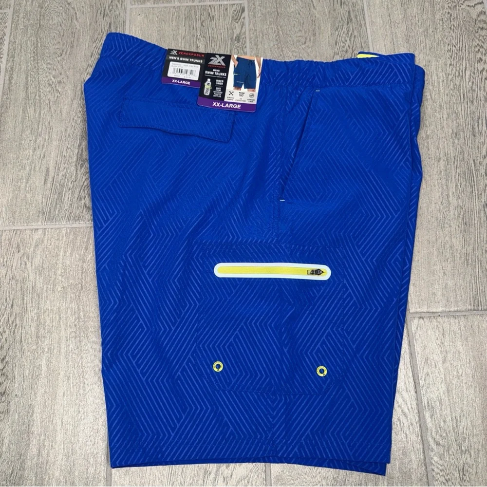 ZeroXposur Surf Otis Swim Trunks XXL Blue Draw‎ String Zip Pocket Board Shorts